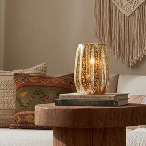 New Red Leaf Home 3 Wick Midnight Citrus Hurricane Gold Mercury Glass 60oz XXL